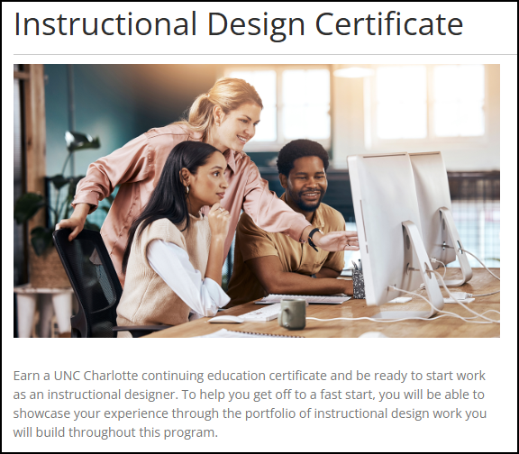 Screenshot of the IDC 101 self-paced eLearning course homepage